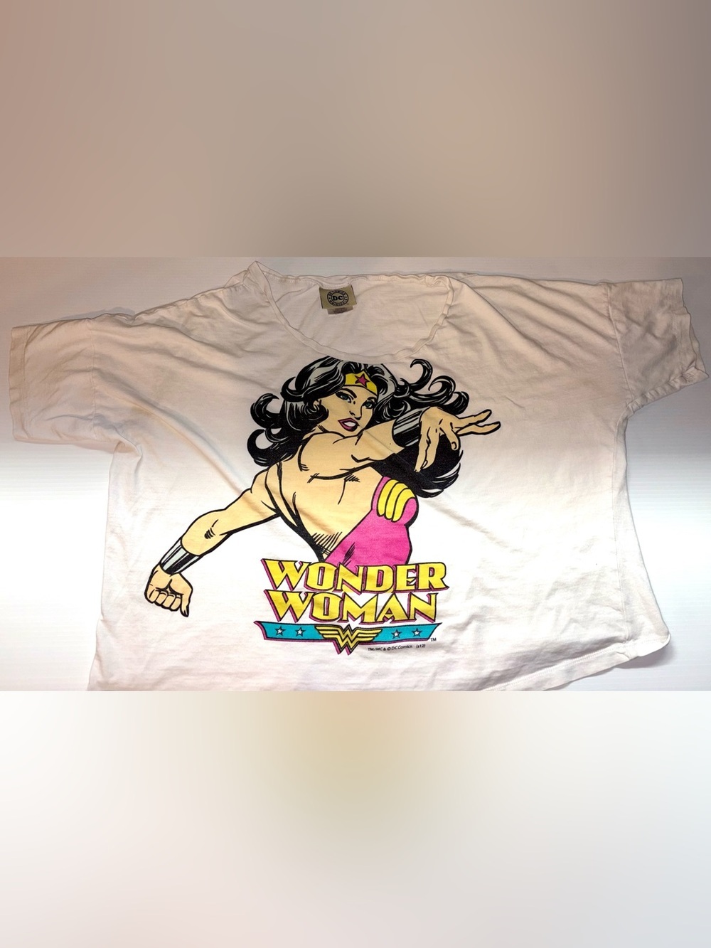 DC Comics Wonder Woman Graphic Tee - White with Pink, Yellow & Black